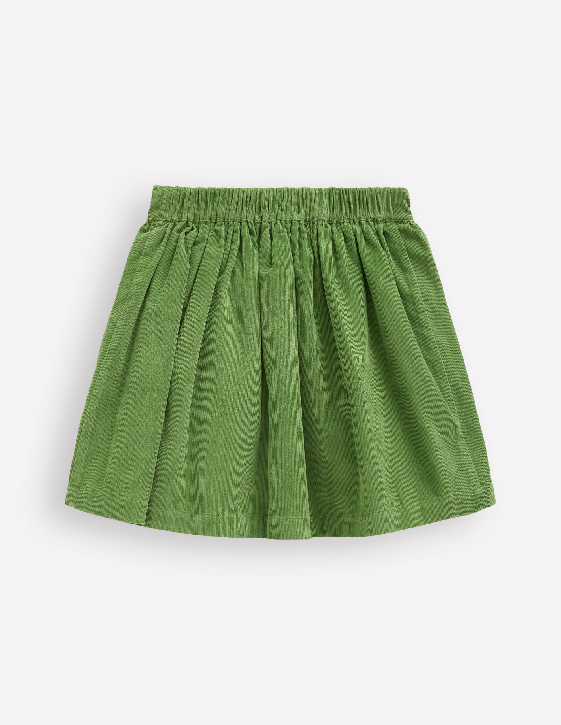 Button-through Mini Skirt-Broccoli Green Flowers-3