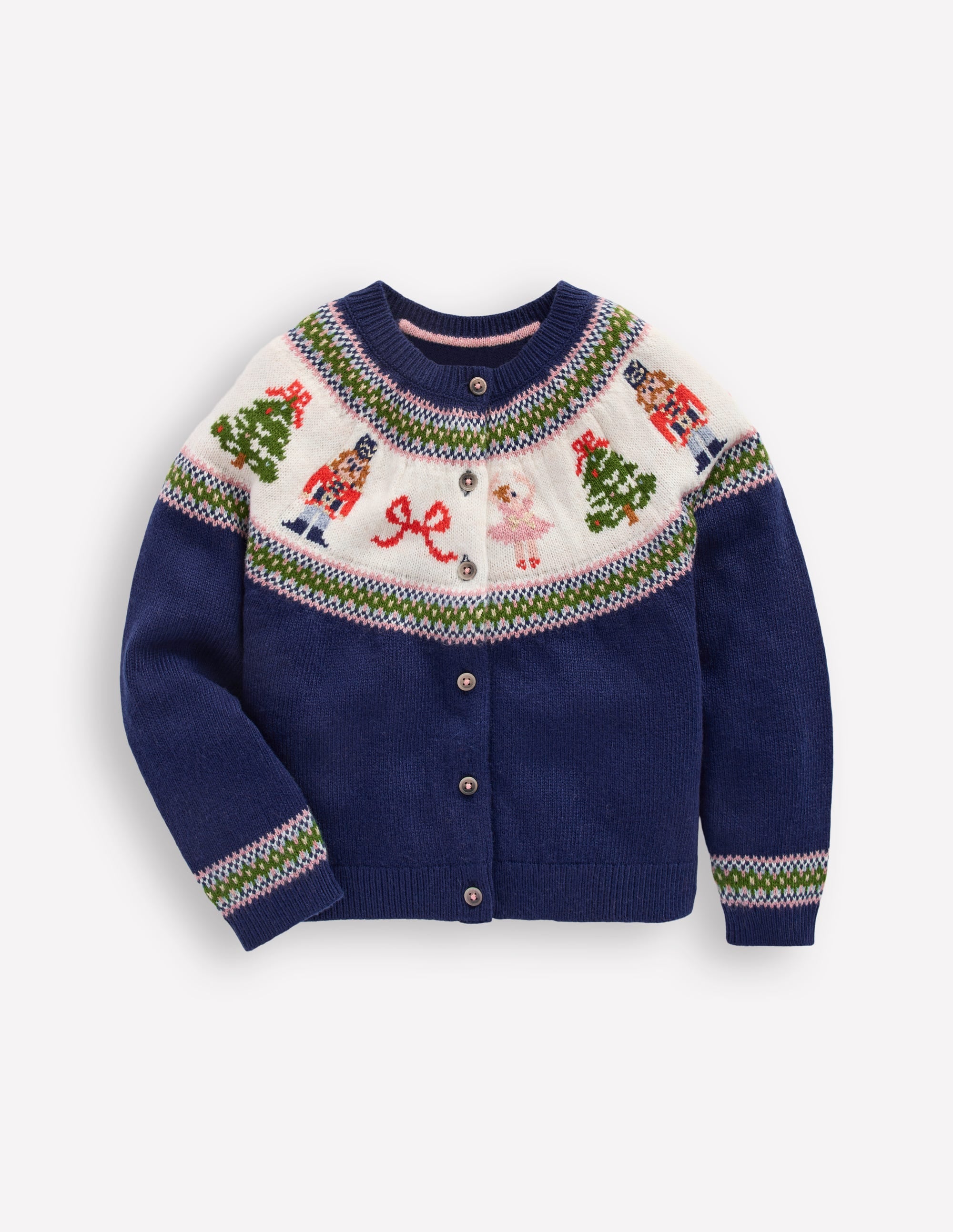 Edie Fair Isle Cardigan-Blue Nutcracker - Image 1