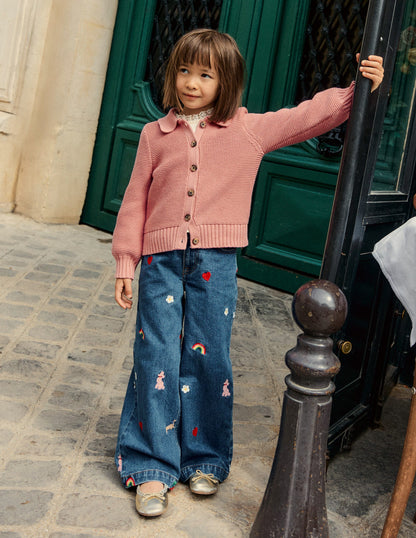 Wide Leg Trouser-Parisien Denim Embroidery-1