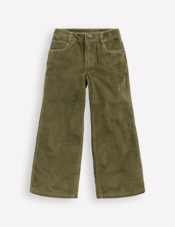 Wide Leg Trouser-Woodland Green