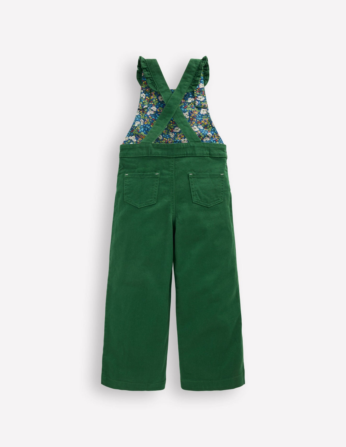 Frill Dungarees-Pine Green