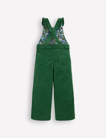 Frill Dungarees-Pine Green