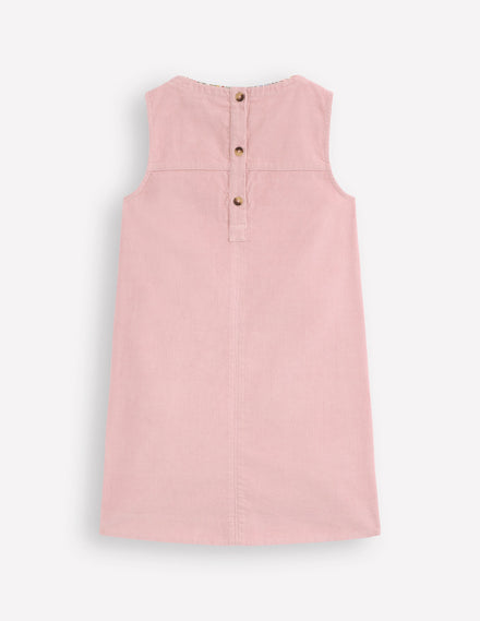 Saffy Cord Pinafore Dress-Vintage Pink