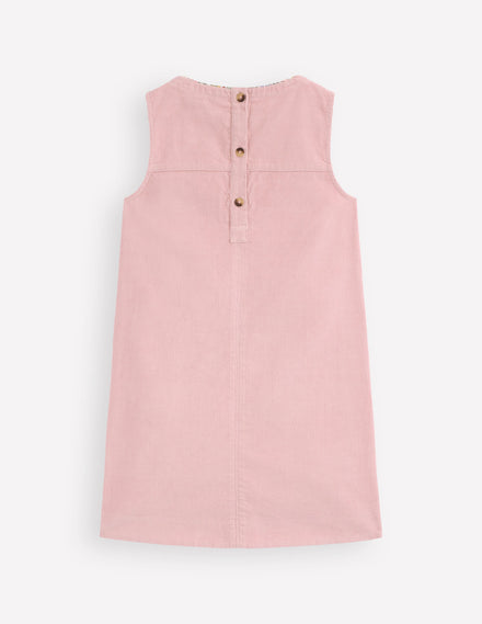 Saffy Cord Pinafore Dress-Vintage Pink