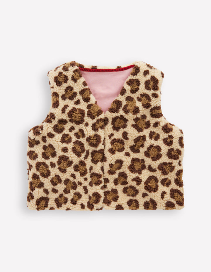 Relaxed Borg Gilet-Leopard