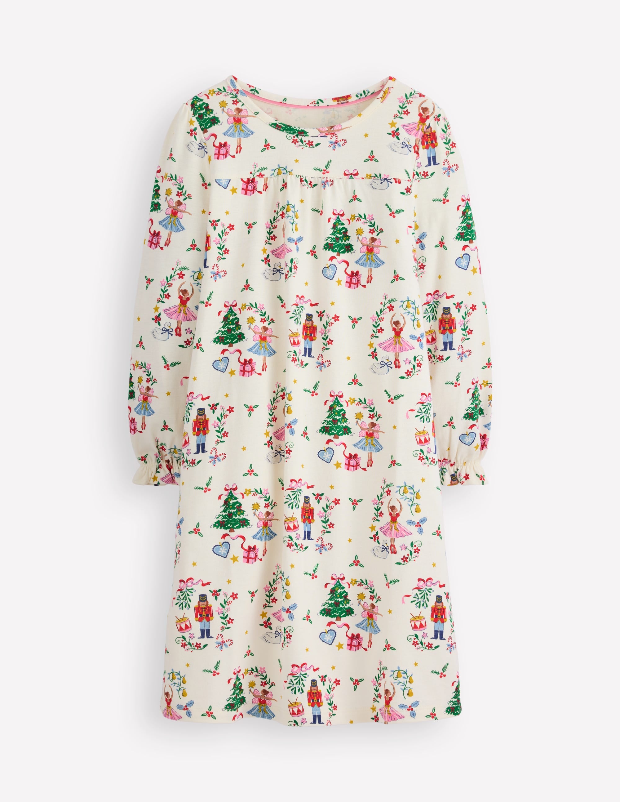 Printed Long Sleeve Nightie-Soft Ivory Nutcracker - Image 1