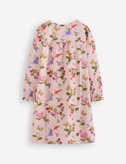 Printed Long Sleeve Nightie-Chalk Pink Fairy Tree