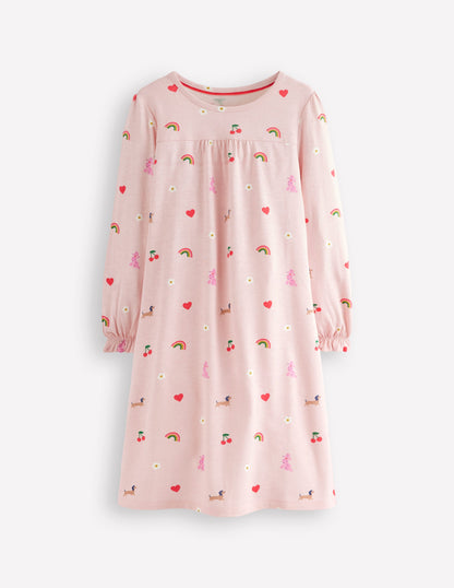 Printed Long Sleeve Nightie-Chalk Pink Parisien-1