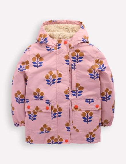 4-in-1 Waterproof Coat-Vintage Pink Floral Stamp