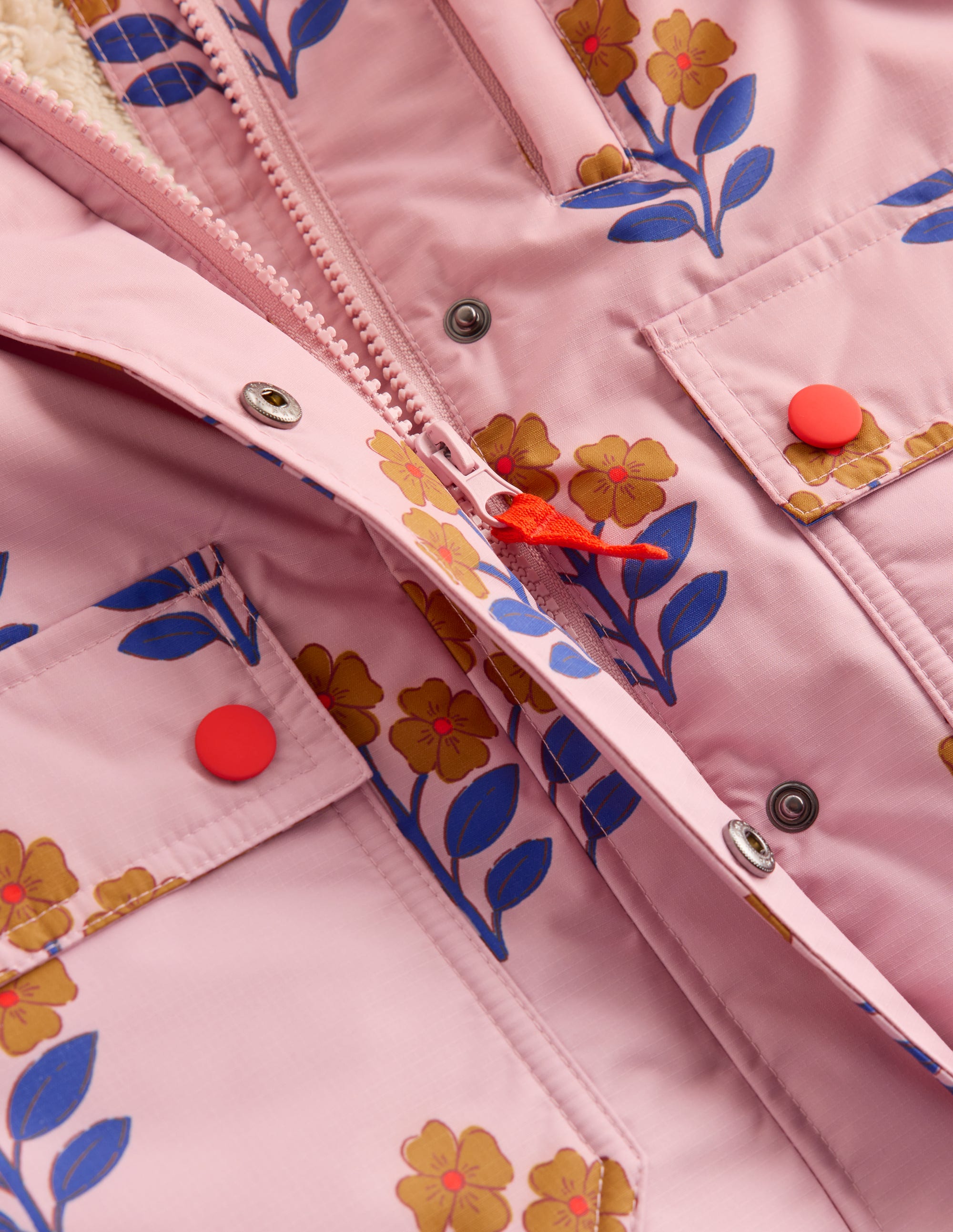 4-in-1 Waterproof Coat-Vintage Pink Floral Stamp - Image 3