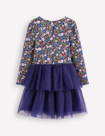 Tulle Mix Dress-Starboard Blue Berry Floral-3