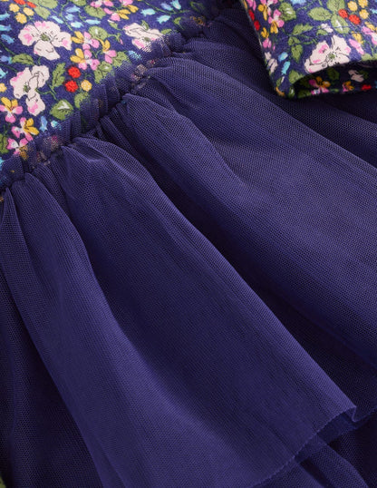 Tulle Mix Dress-Starboard Blue Berry Floral-4