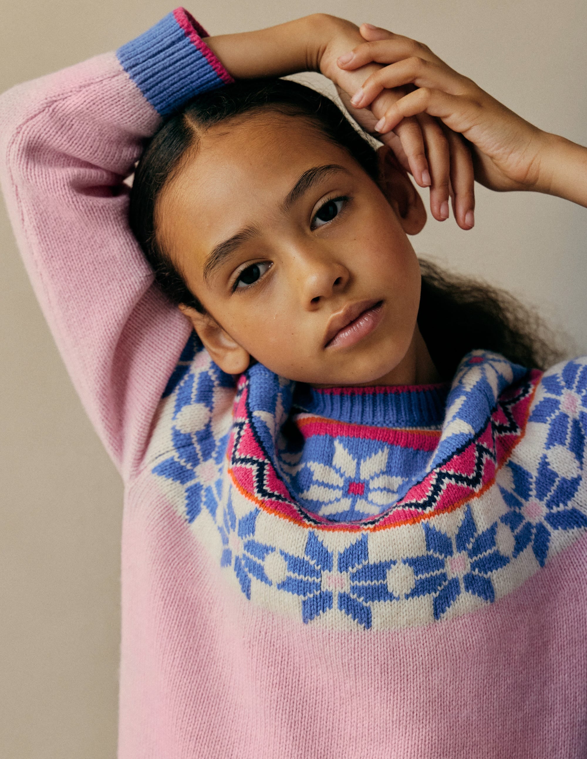 Eleanor Fair Isle Jumper-Blooming Pink - Image 1