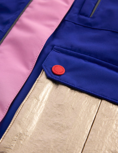 All-Weather Waterproof Coat-Pink Metallic Colourblock-3