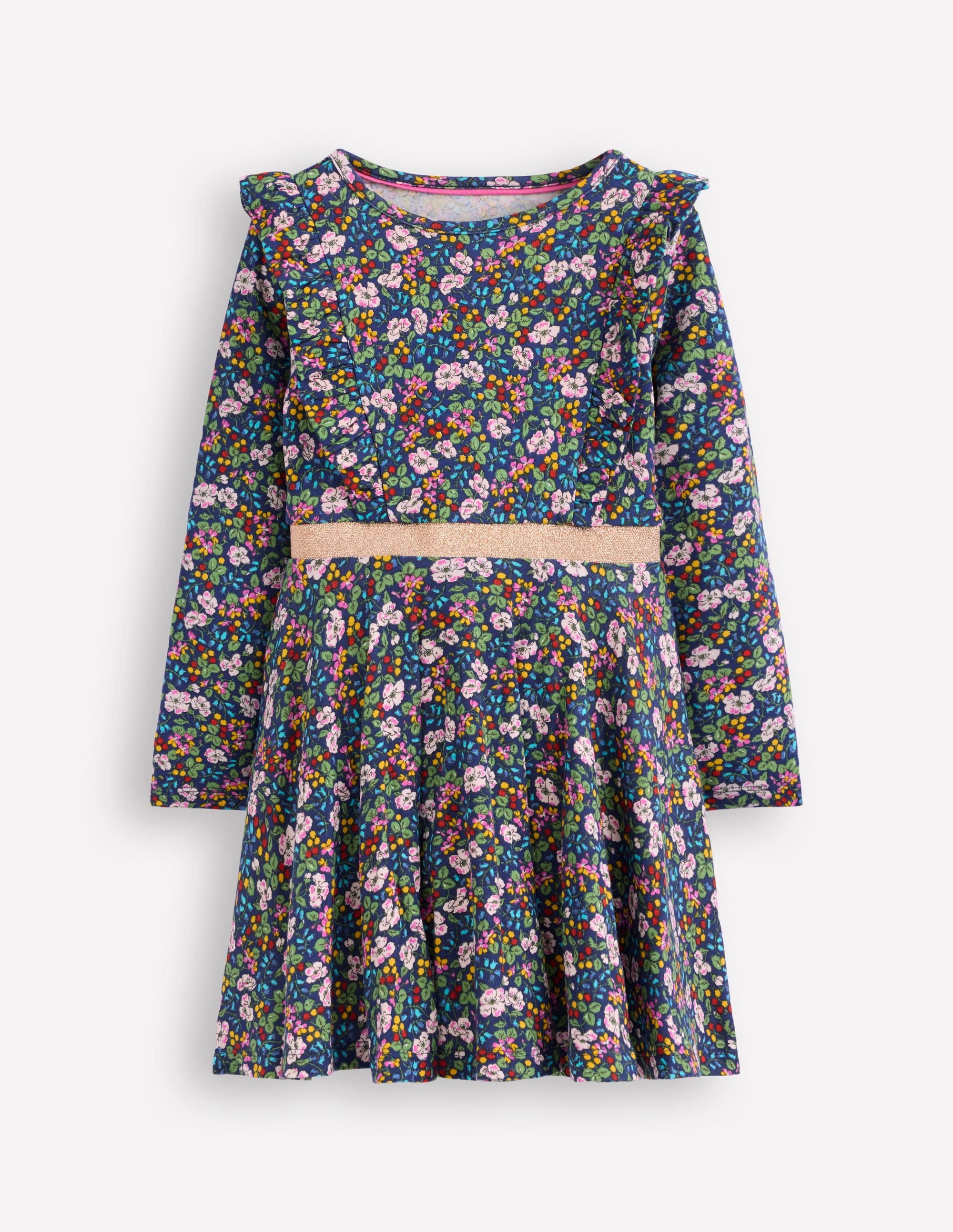 Cora Twirly Jersey Dress-Starboard Blue Berry Floral - Image 1