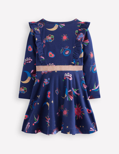 Cora Twirly Jersey Dress-College Navy Paisley Sky-3