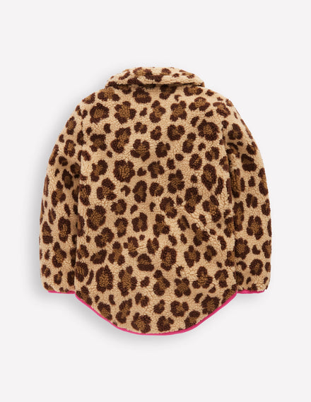 Collared Borg Zip Through-Leopard