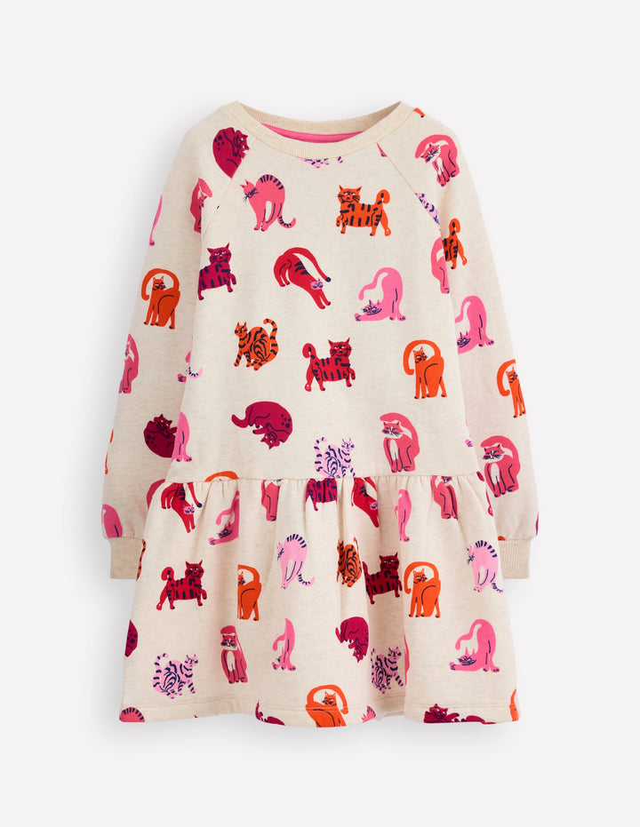 Cosy Sweatshirt Dress-Multi Cats