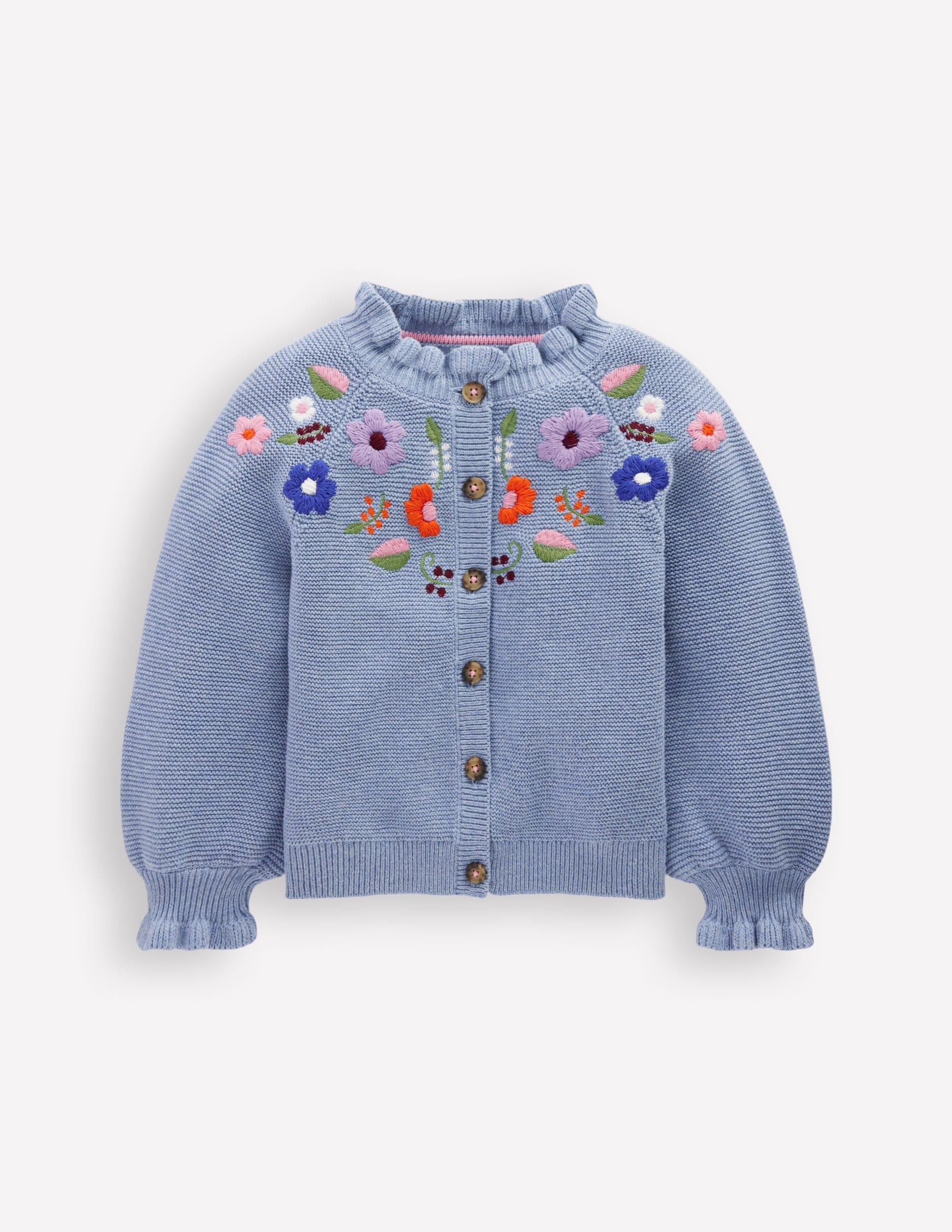 Pretty Embroidered Cardigan-Glacier Blue - Image 1