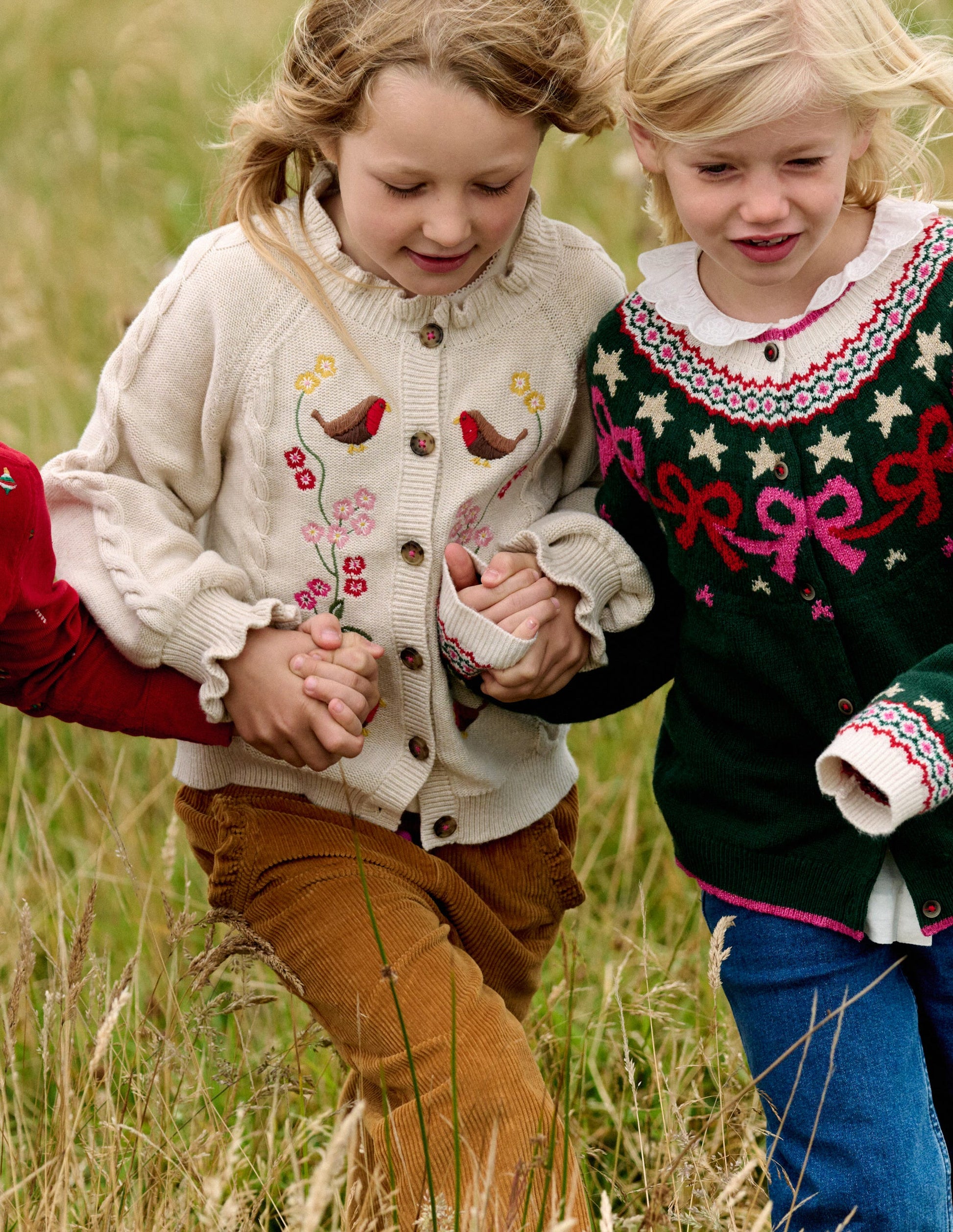 Pretty Embroidered Cardigan-Oatmeal Marl-1