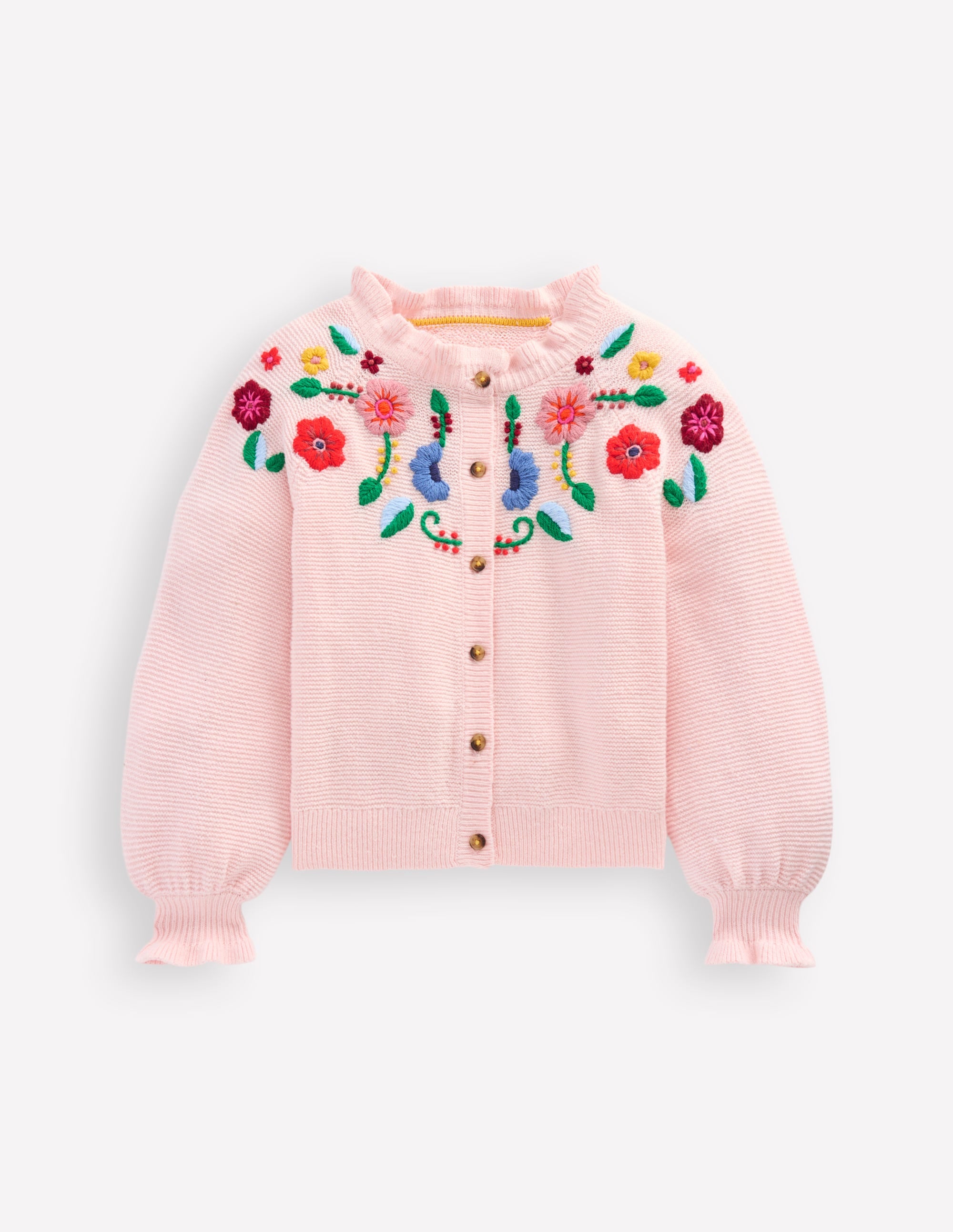 Pretty Embroidered Cardigan-Chalk Pink - Image 1