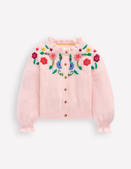 Pretty Embroidered Cardigan-Chalk Pink-2