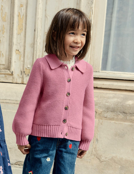 Collared Cardigan-Pink Haze