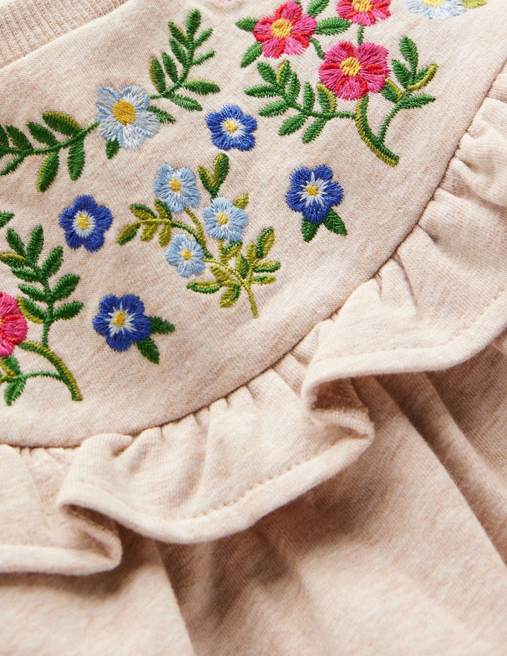 Embroidered Sweatshirt Dress-Oatmeal Marl-3