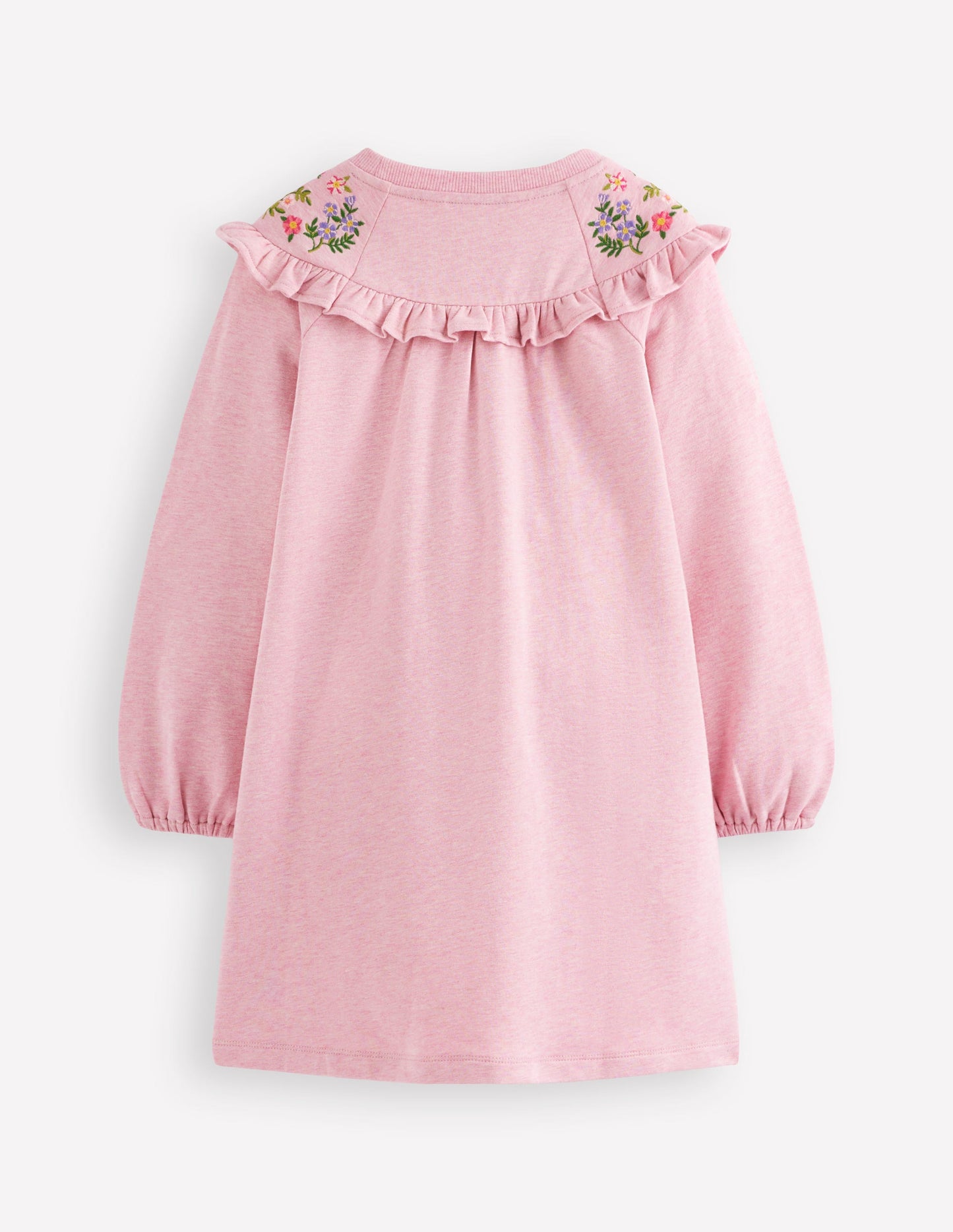 Embroidered Sweatshirt Dress-Pink
