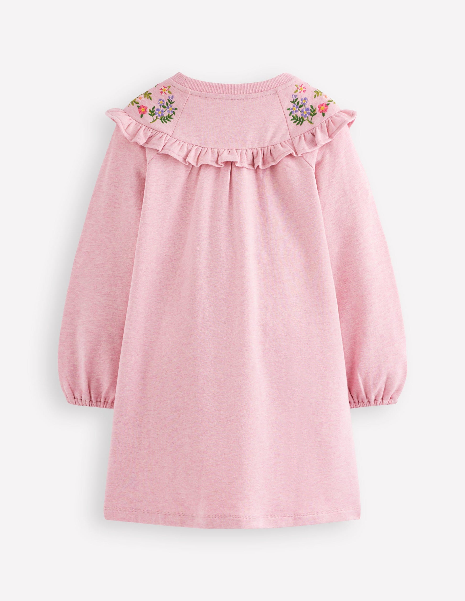 Embroidered Sweatshirt Dress-Pink-2