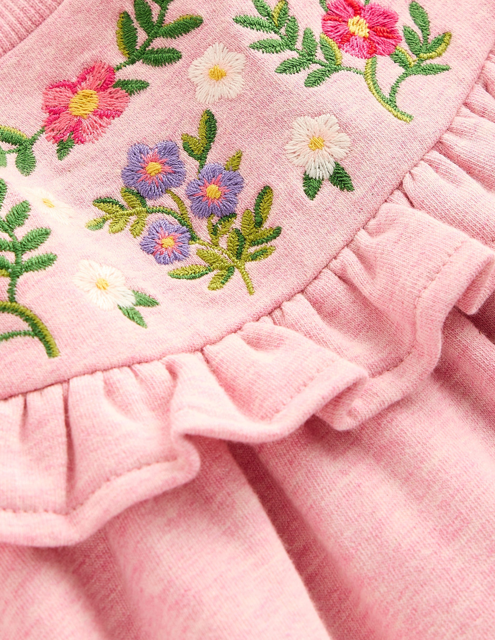 Embroidered Sweatshirt Dress-Pink-3