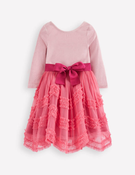Velour Tulle Ballet Dress-Rose Pink