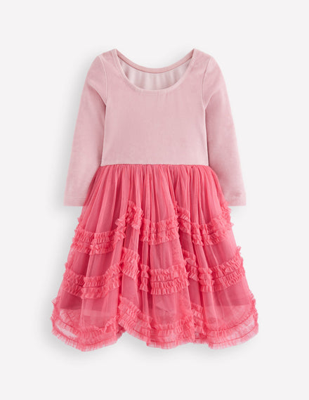 Velour Tulle Ballet Dress-Rose Pink