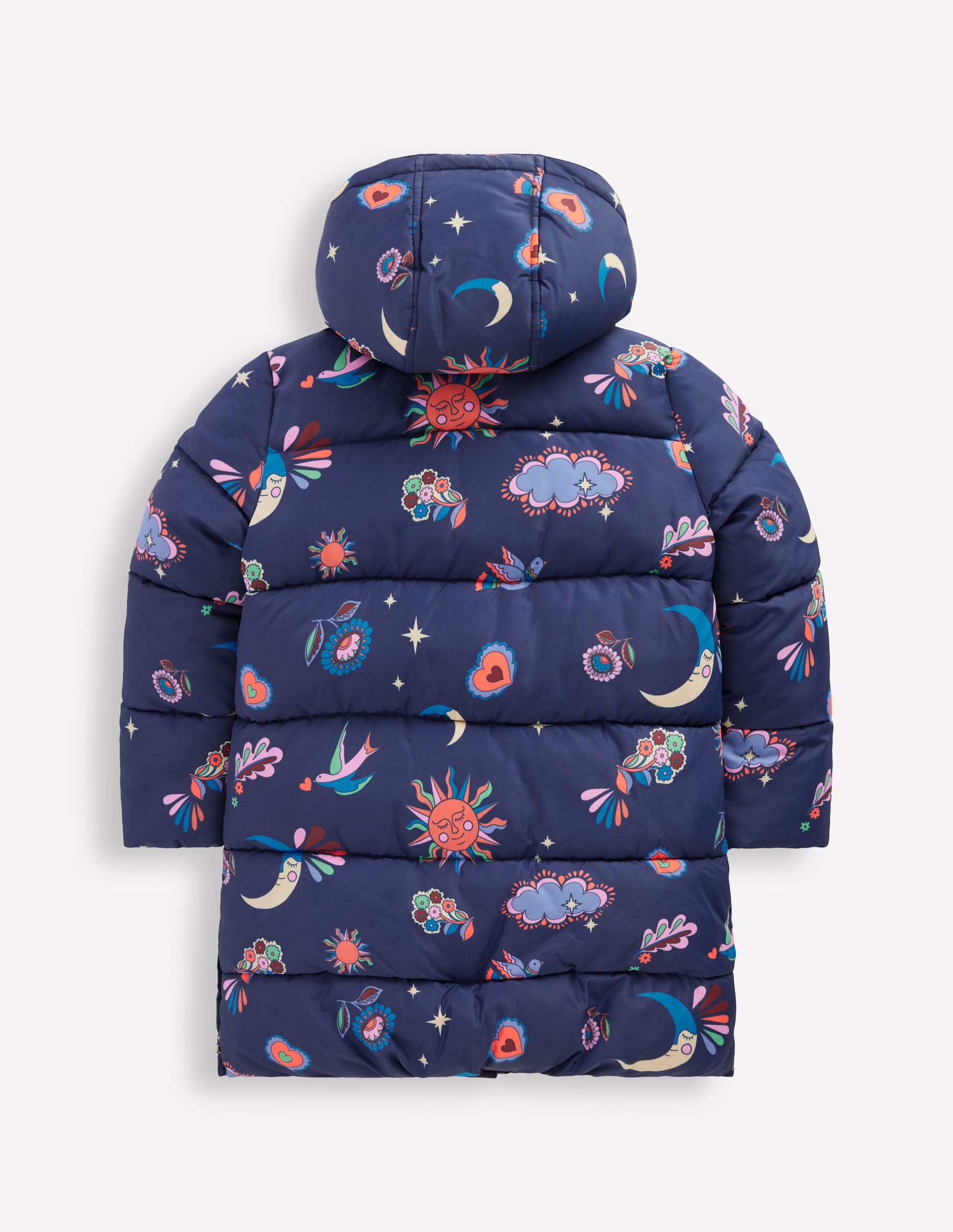 Longline Padded Coat-College Navy Spaced Paisley-3