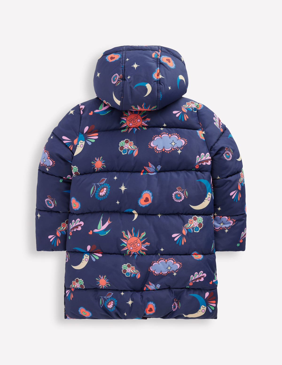 Longline Padded Coat-College Navy Spaced Paisley - Image 2