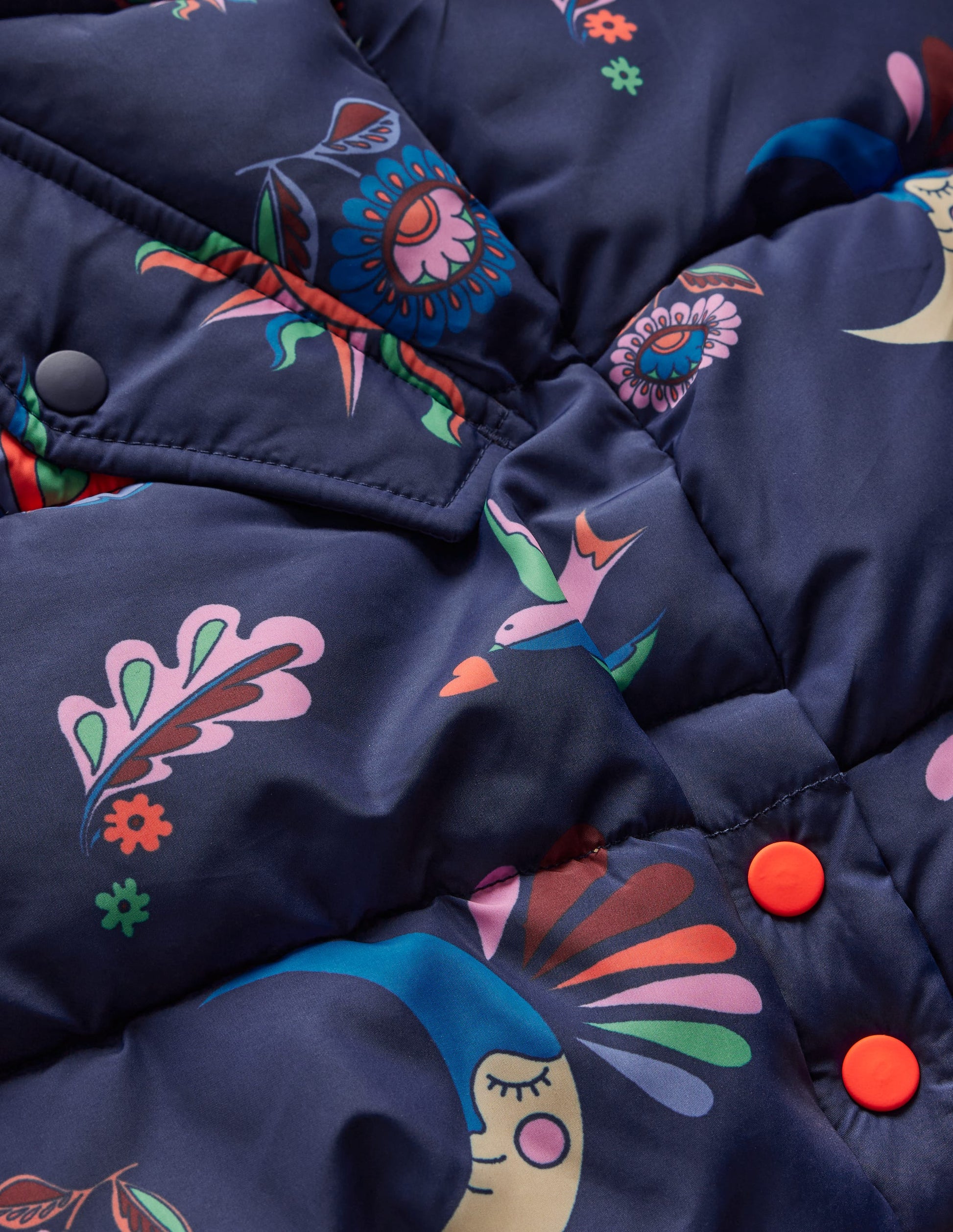 Longline Padded Coat-College Navy Spaced Paisley-4