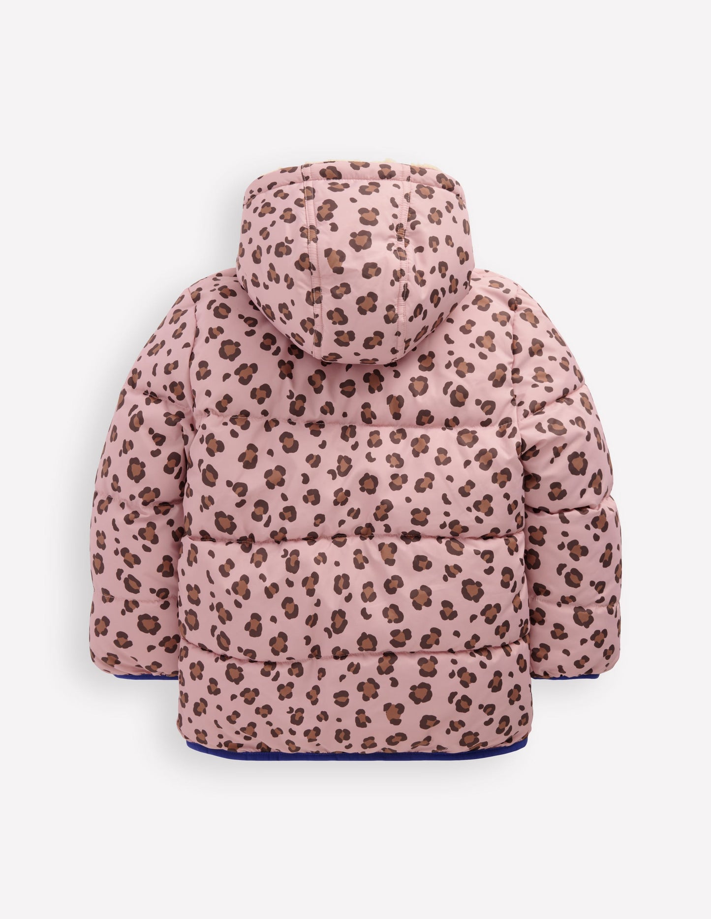 Reversible Padded Borg Coat-Pink Leopard