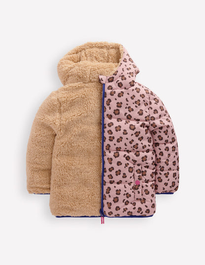 Reversible Padded Borg Coat-Pink Leopard-5