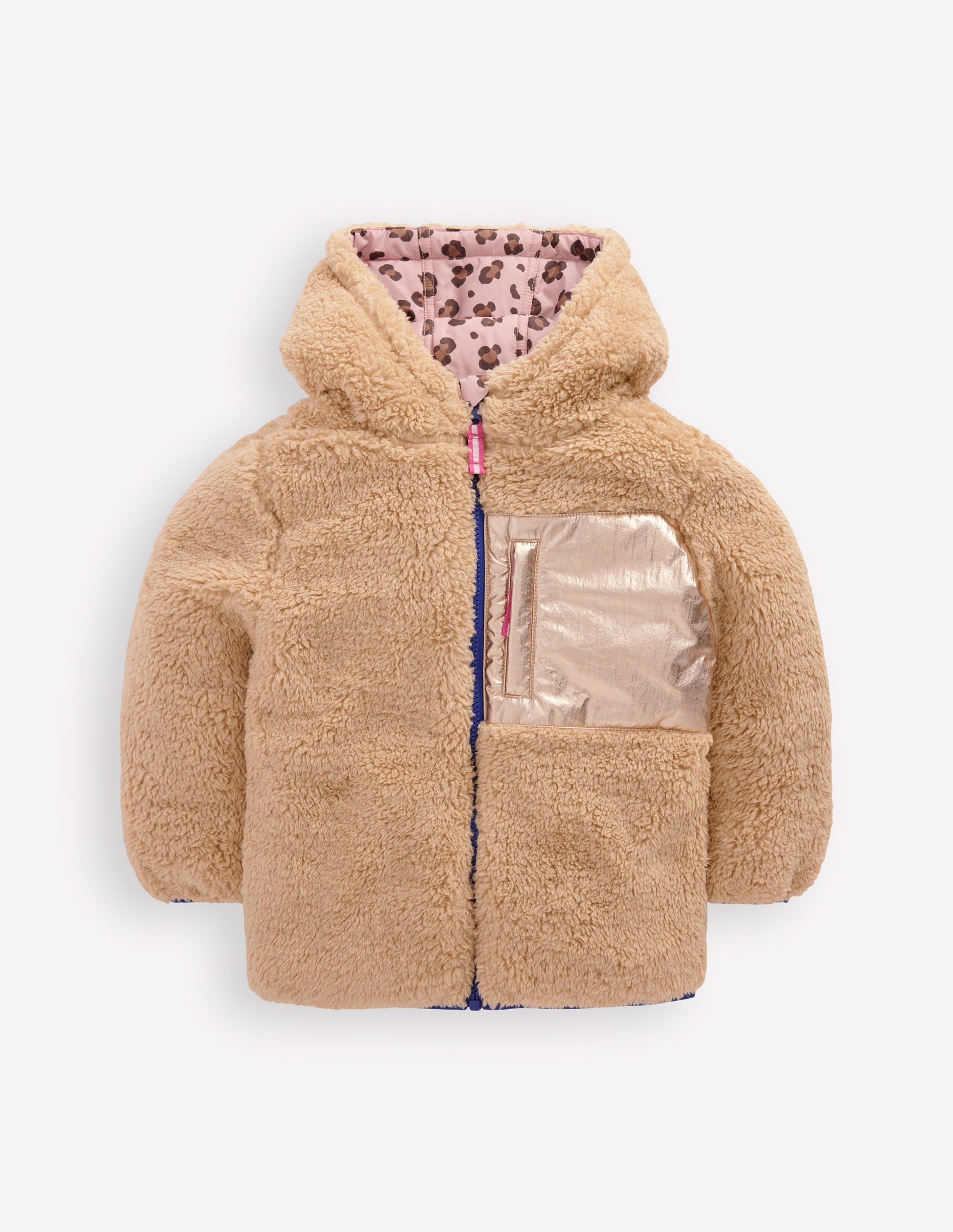 Reversible Padded Borg Coat-Pink Leopard-6