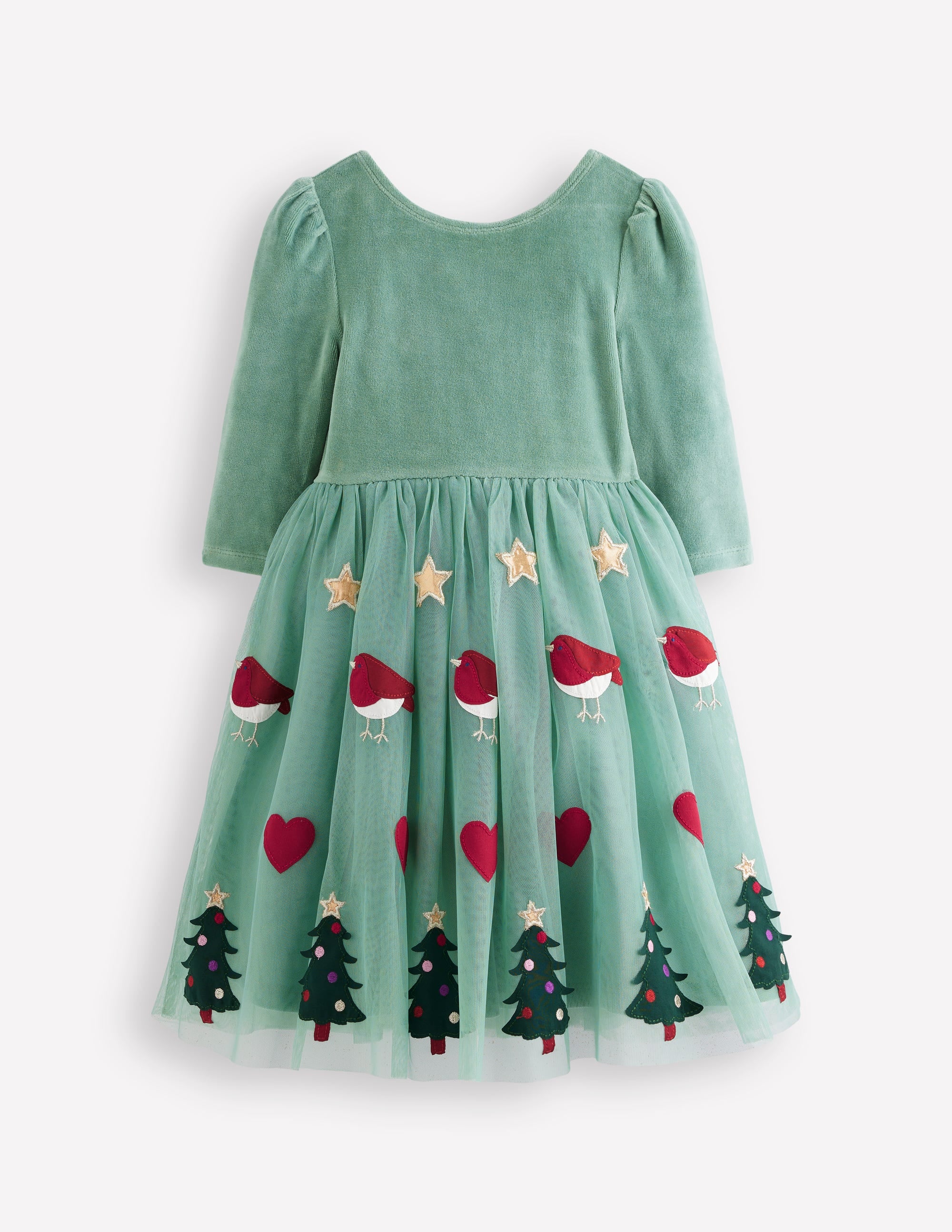 Aurora Appliqué Tulle Dress-Robin Motif - Image 1