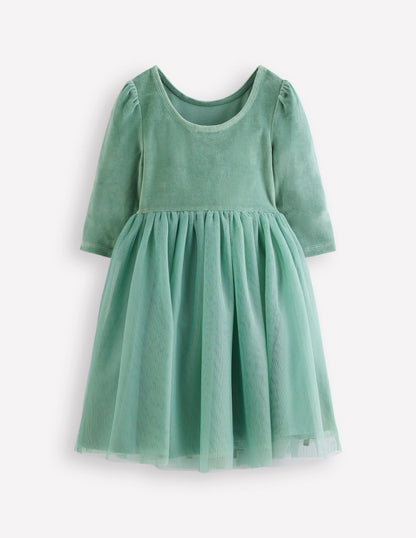 Velour Tulle Appliqué Dress-Robin Motif-3