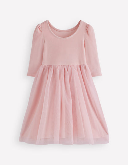 Velour Tulle Appliqué Dress-Chalk Pink Poodles-3