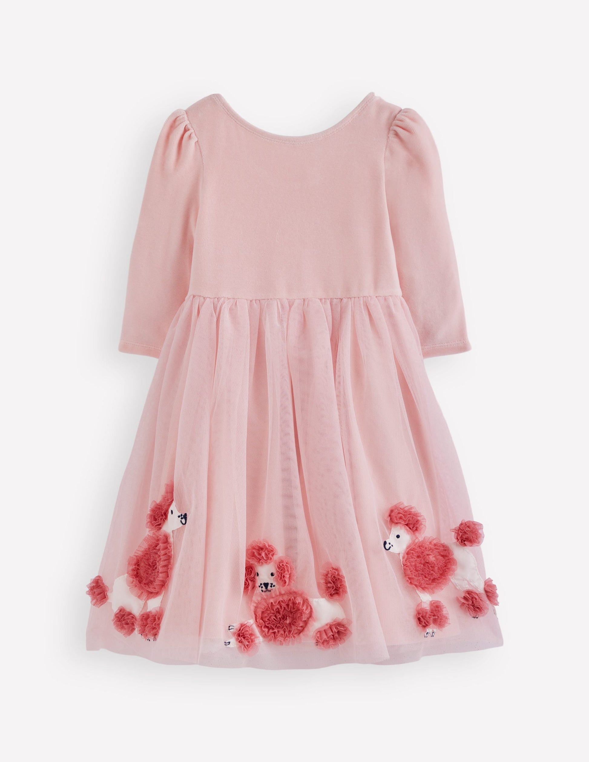 Velour Tulle Appliqué Dress-Chalk Pink Poodles-2