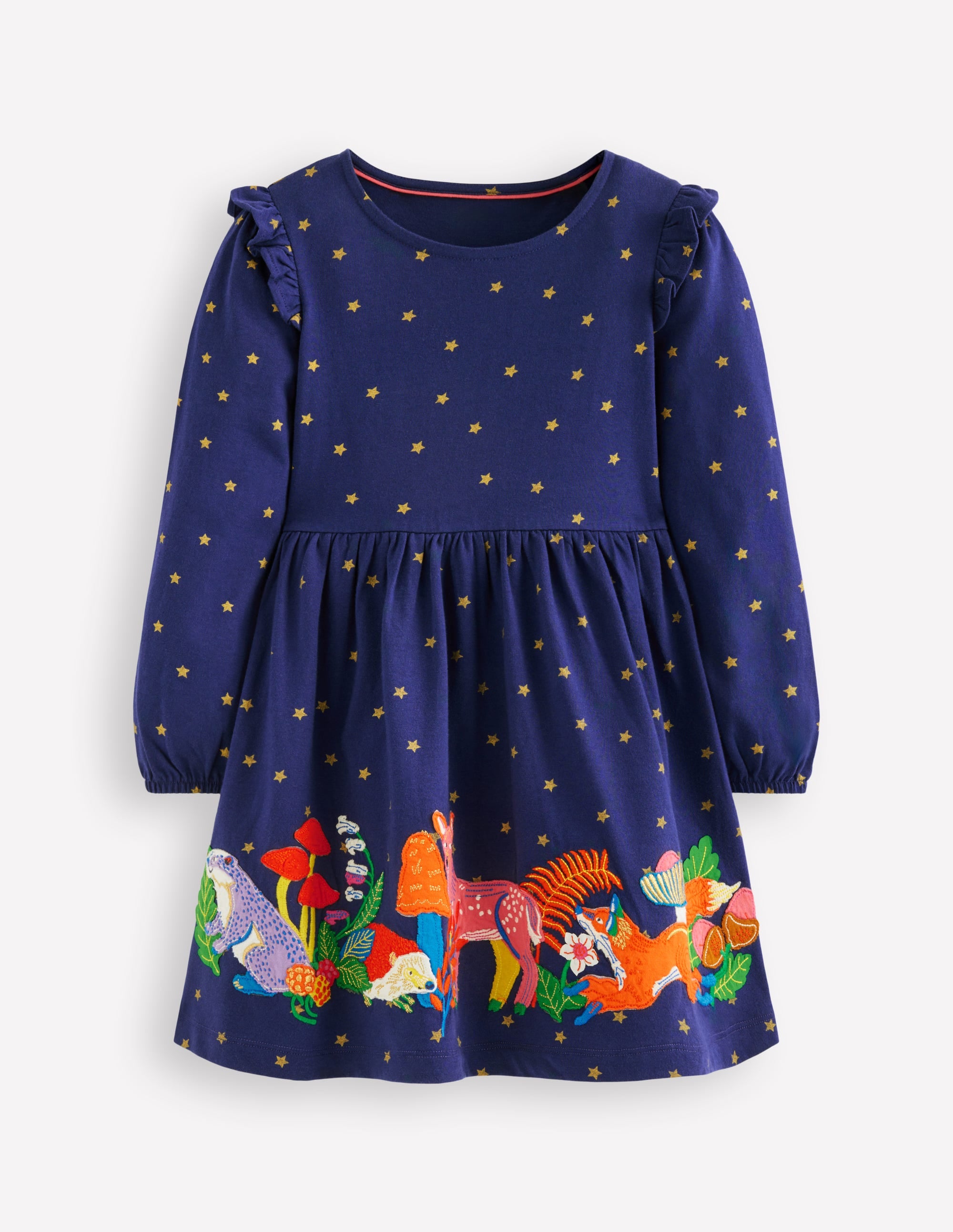 Appliqué Jersey Dress-College Navy Animals - Image 1
