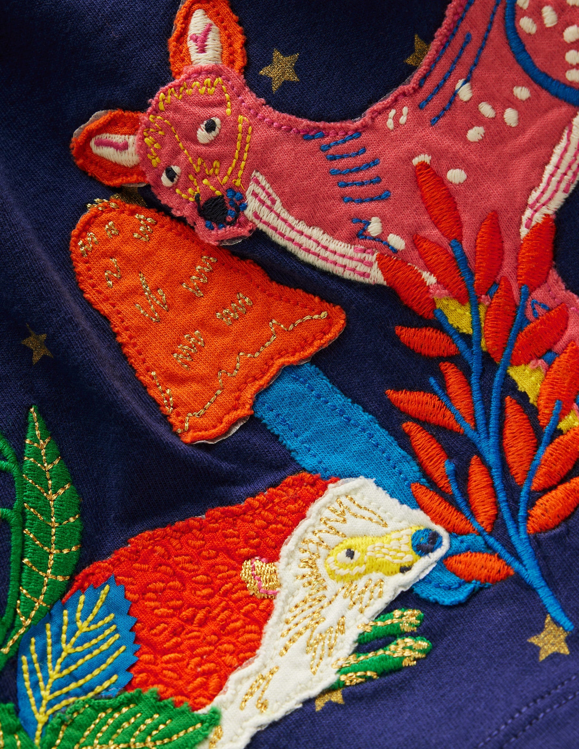 Appliqué Jersey Dress-College Navy Animals-4