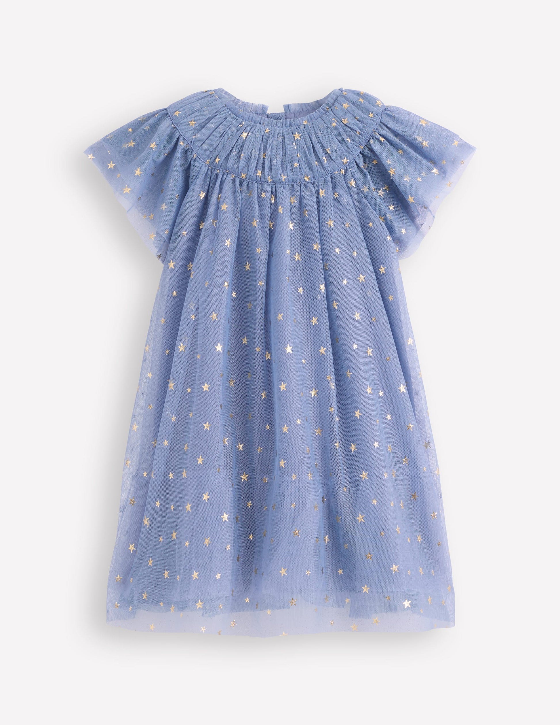 Tiered Tulle Dress-Stormbolt Blue-4