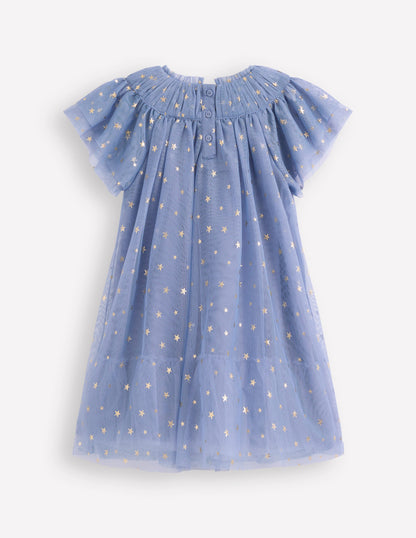 Tiered Tulle Dress-Stormbolt Blue-5