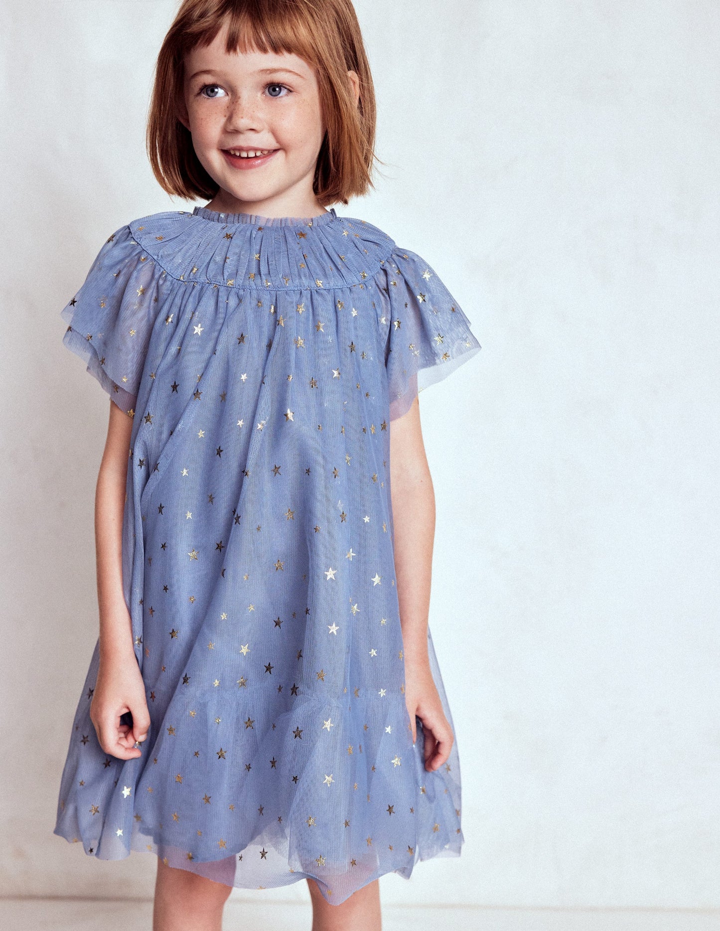 Tiered Tulle Dress-Stormbolt Blue