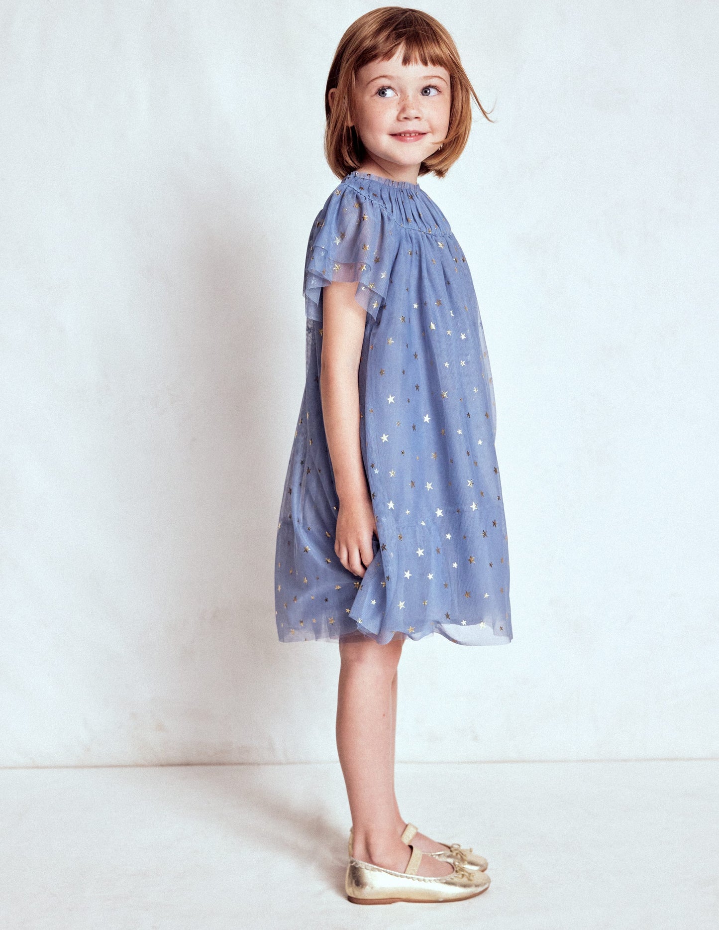Tiered Tulle Dress-Stormbolt Blue