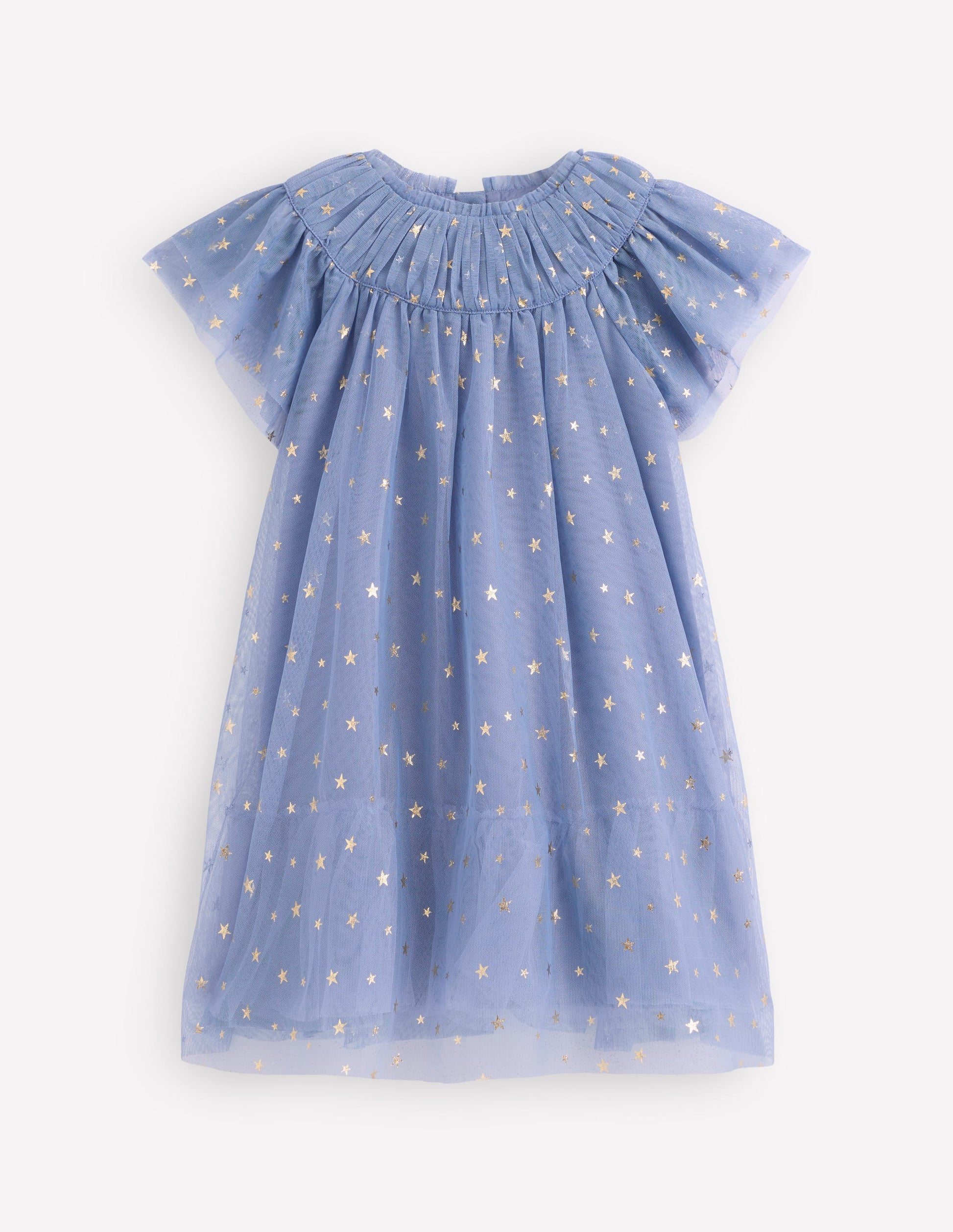 Tiered Tulle Dress-Stormbolt Blue-4